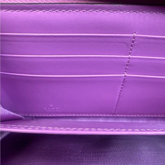 GUCCI Calfskin GG Supreme Monogram GG Marmont Zip Around Wallet Lilac - Picture 11 of 11